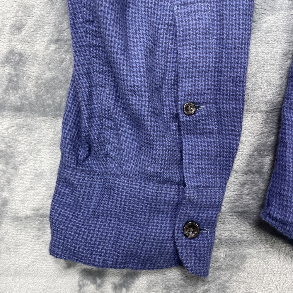 J Crew Shirt Mens XL Blue Cashmere Blend Slim Fit Long Sleeve Button Houndstooth - Picture 2 of 8